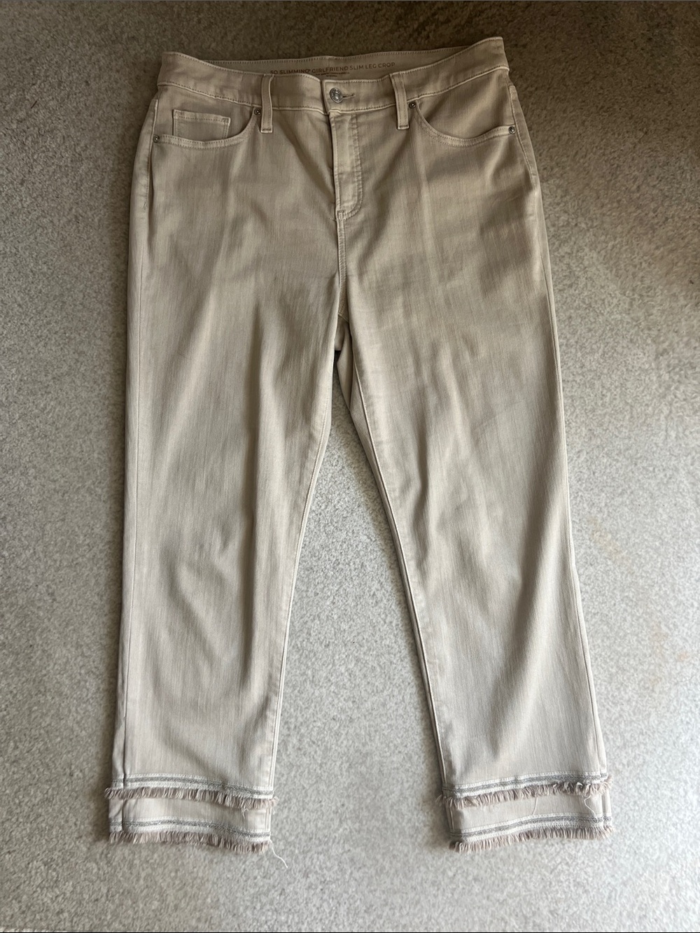 Chico's Cropped Girlfriend so Slimming Slim Leg Jeans - light tan 1.5/10
